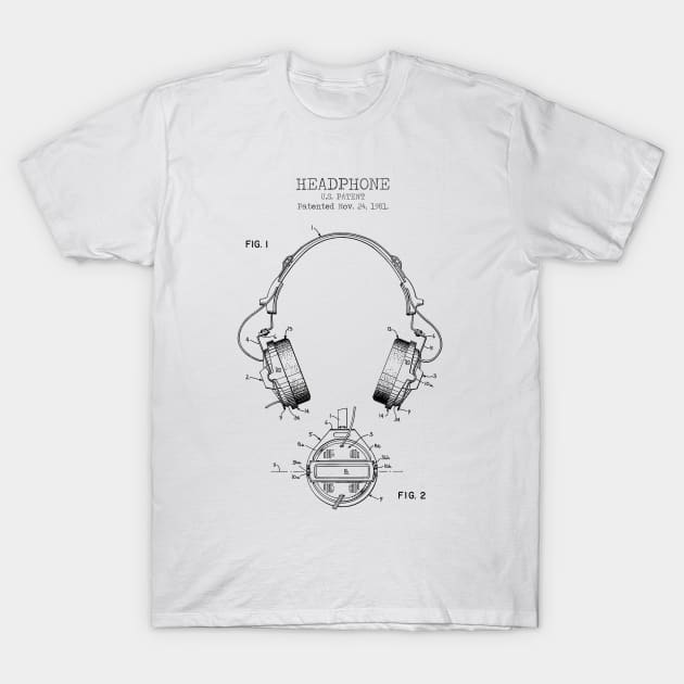 HEADPHONES patent T-Shirt by Dennson Creative